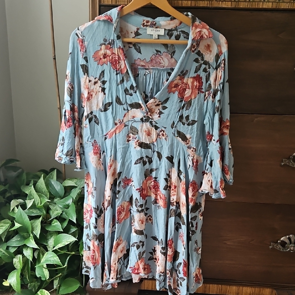 Floral Blue Dress by Topshop